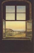 View through a Window to the Chateau of Pillnitz (mk09) johann christian Claussen Dahl